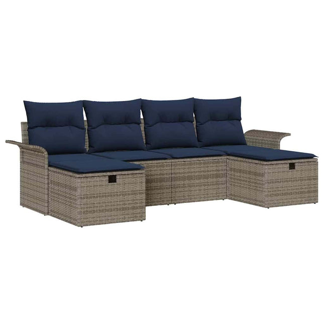 Havesofa Sæt med pude med opbevaring 6 pcs Poly rattan