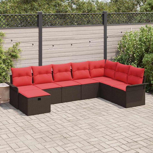 Havesofa Sæt med pude med opbevaring 8 pcs Poly rattan