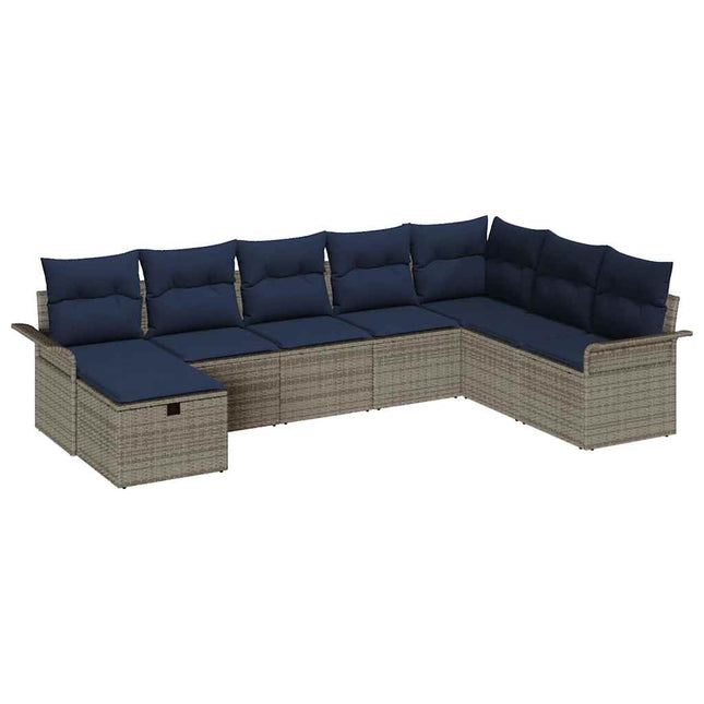 Havesofa Sæt med pude med opbevaring 8 pcs Poly rattan