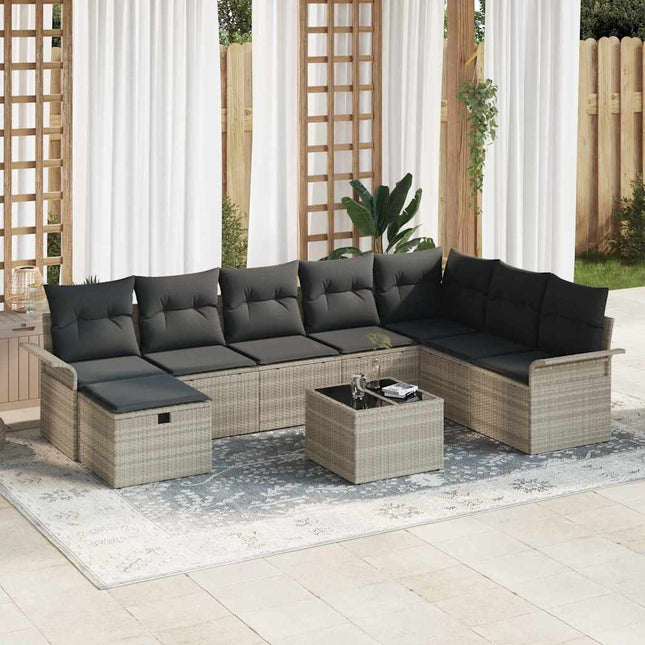 Havesofa Sæt 9 stk. Poly rattan