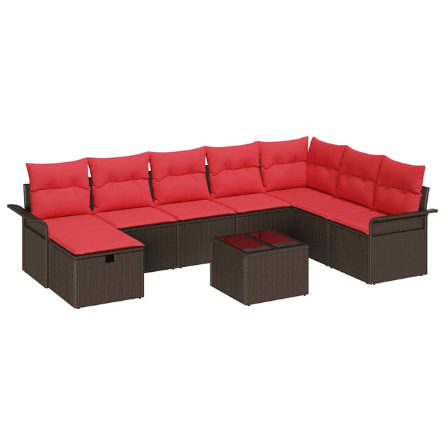 Havesofa Sæt med pude med opbevaring 9 pcs Poly rattan