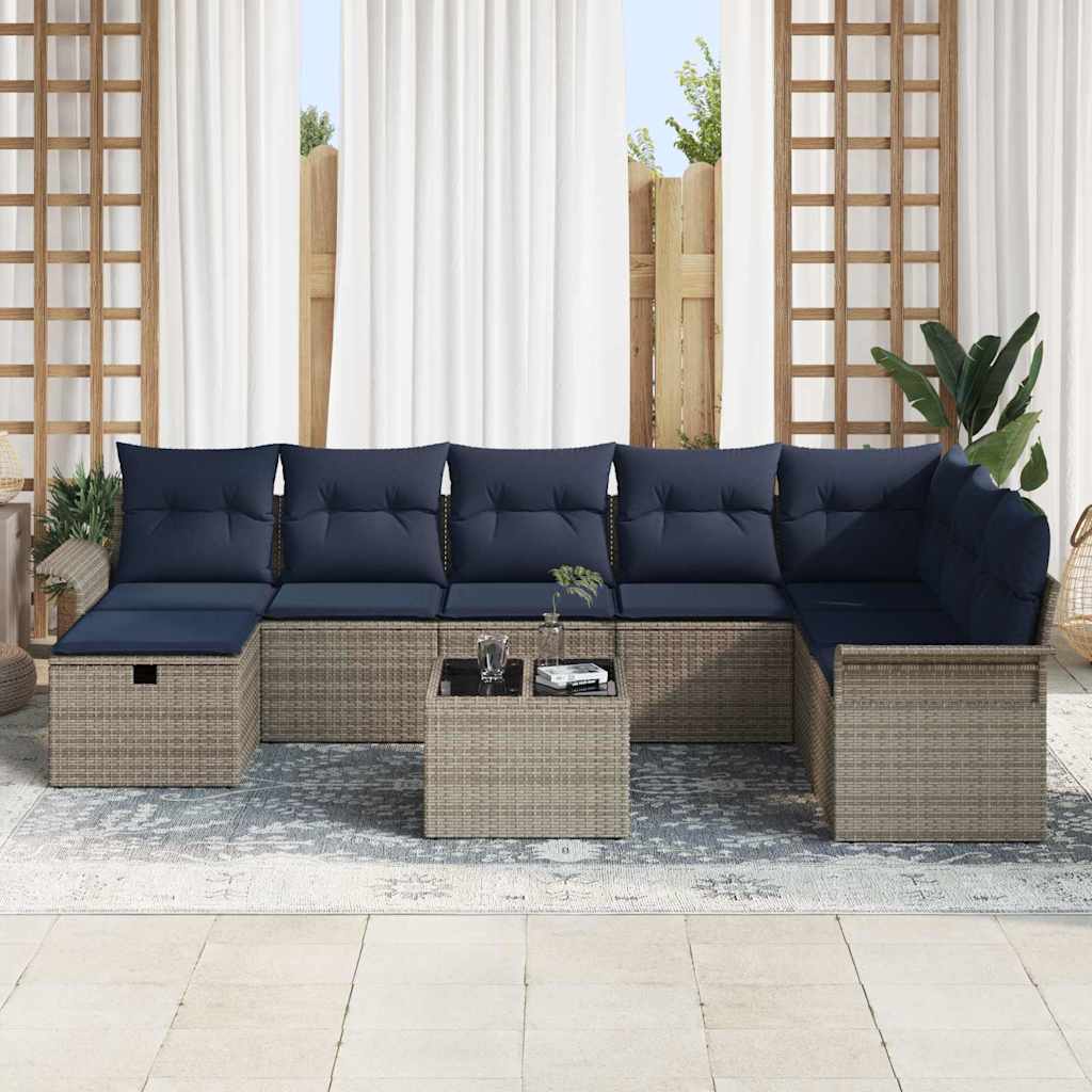 Havesofa Sæt med pude med opbevaring 9 pcs Poly rattan