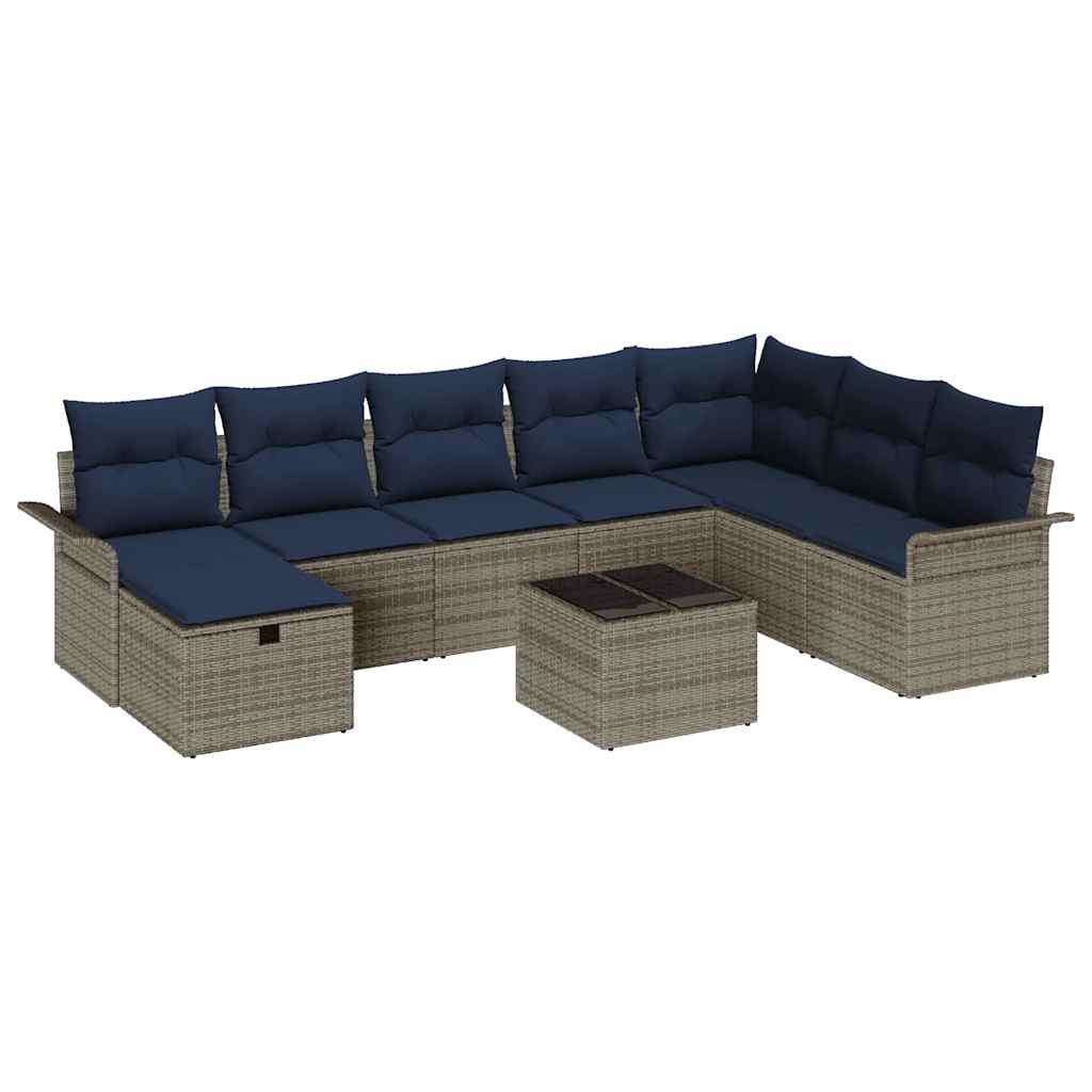 Havesofa Sæt med pude med opbevaring 9 pcs Poly rattan