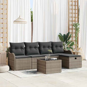 Havesofa Sæt med pude med opbevaring 6 pcs Grå Poly rattan