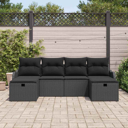 Havesofa Sæt 6 stk. Sort polyrattan