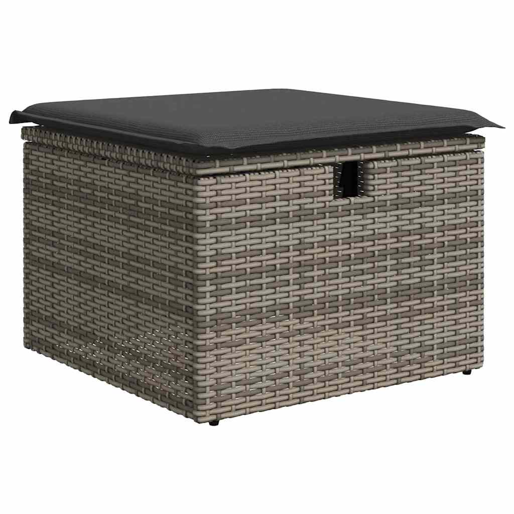 Havesofa Sæt med pude med opbevaring 8 pcs Grå polyrattan