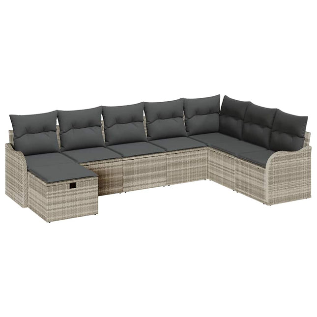 Havesofa Sæt 8 stk. Lysegrå polyrattan