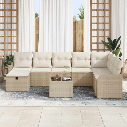 Havesofa Sæt 9 stk. Beige polyrattan