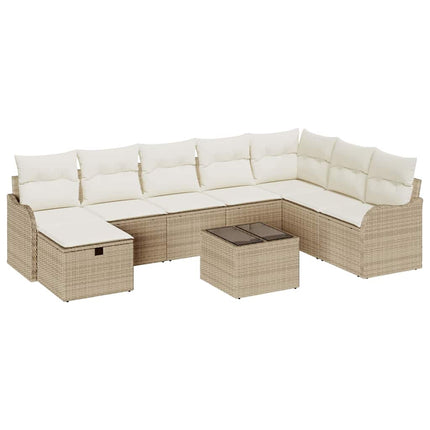 Havesofa Sæt 9 stk. Beige polyrattan