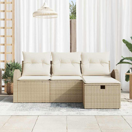 Havesofa Sæt 4 stk. Beige polyrattan