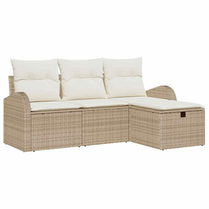 Havesofa Sæt 4 stk. Beige polyrattan
