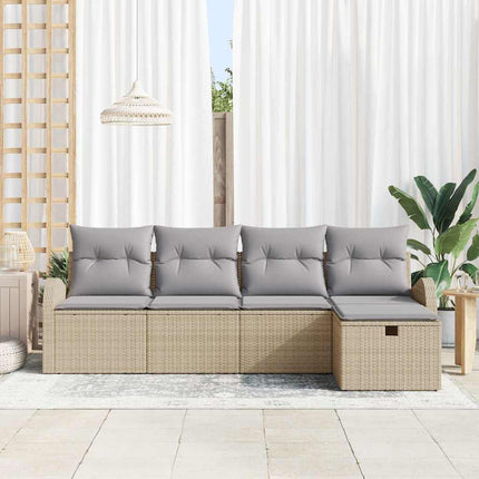 Havesofa Sæt 5 stk. Beige polyrattan