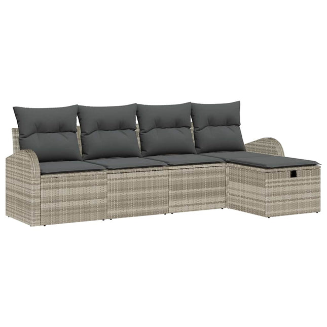 Havesofa Sæt 5 stk. Lysegrå polyrattan