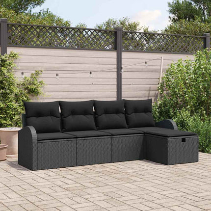 Havesofa Sæt 5 stk. Sort polyrattan