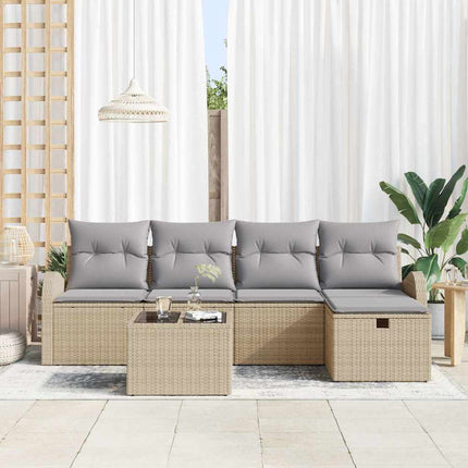 Havesofa Sæt 6 stk. Beige polyrattan