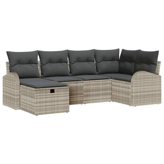 Havesofa Sæt 6 stk. Lysegrå polyrattan