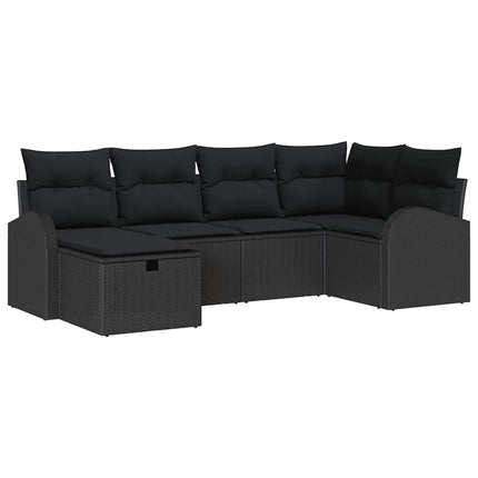 Havesofa Sæt 6 stk. Sort polyrattan