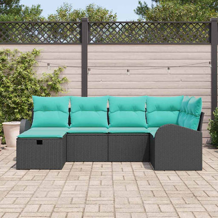 Havesofa Sæt 6 stk. Sort polyrattan