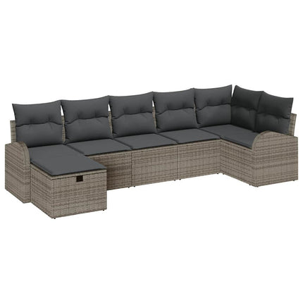 Havesofa Sæt 7 stk. Grå polyrattan