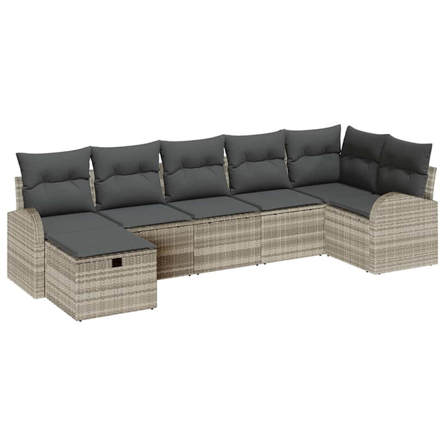 Havesofa Sæt 7 stk. Lysegrå polyrattan