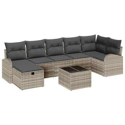 Havesofa Sæt 8 stk. Lysegrå polyrattan