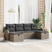 Havesofa Sæt med pude med opbevaring 6 pcs Grå polyrattan
