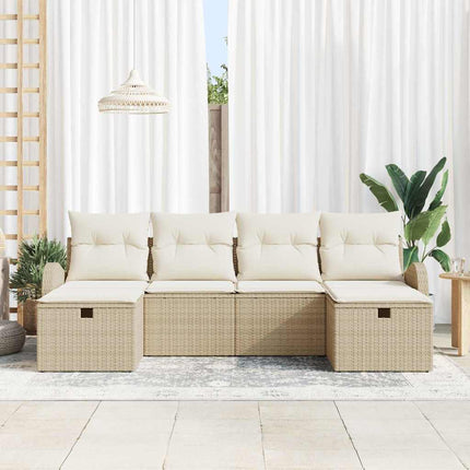 Havesofa Sæt 6 stk. Beige polyrattan