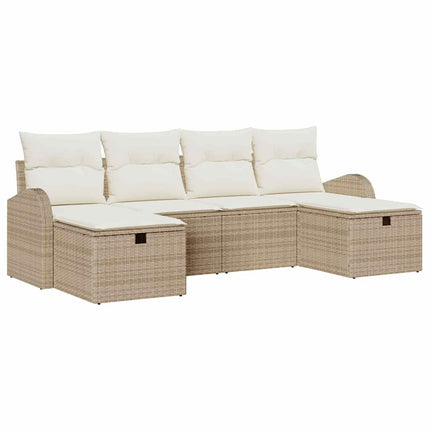 Havesofa Sæt 6 stk. Beige polyrattan