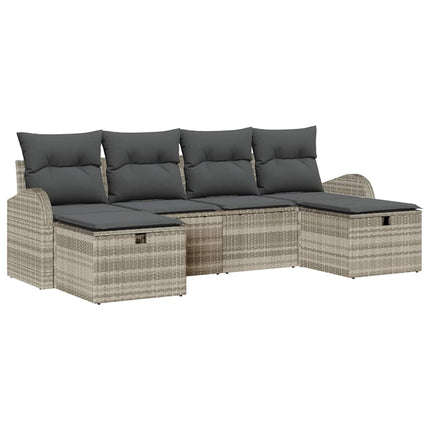 Havesofa Sæt 6 stk. Lysegrå polyrattan