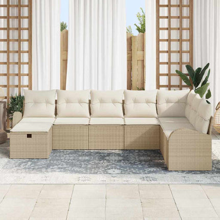 Havesofa Sæt 8 stk. Beige polyrattan