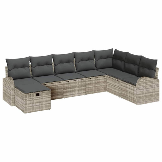Havesofa Sæt 8 stk. Lysegrå polyrattan
