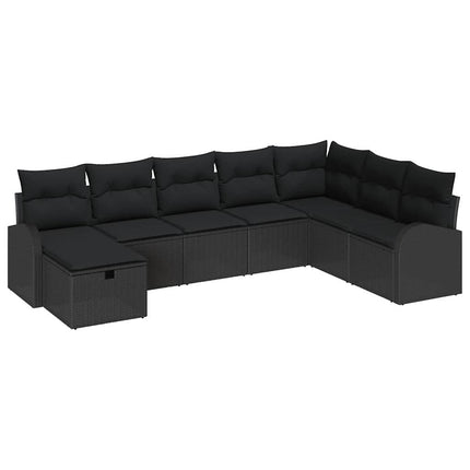 Havesofa Sæt 8 stk. Sort polyrattan