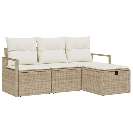 Havesofa Sæt 4 stk. Beige polyrattan