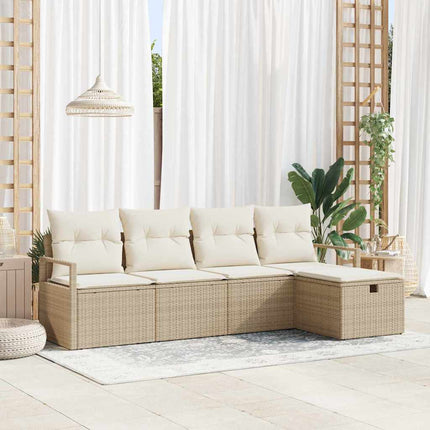Havesofa Sæt 5 stk. Beige polyrattan