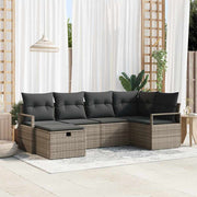 Havesofa Sæt med pude med opbevaring 6 pcs Grå Poly rattan
