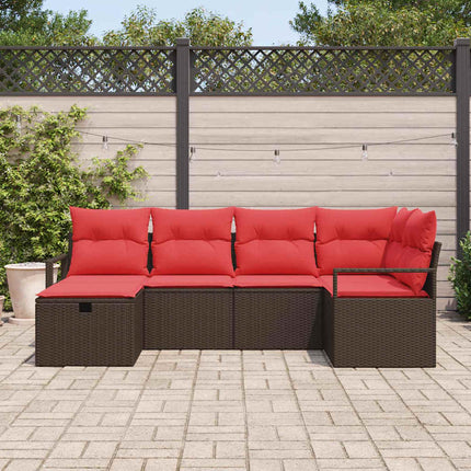 Havesofa Sæt 6 stk. Brun polyrattan