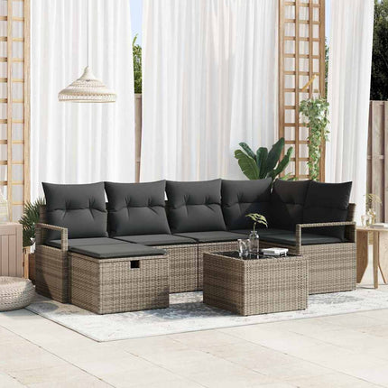 Havesofa Sæt 7 stk. Grå polyrattan