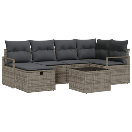 Havesofa Sæt 7 stk. Grå polyrattan