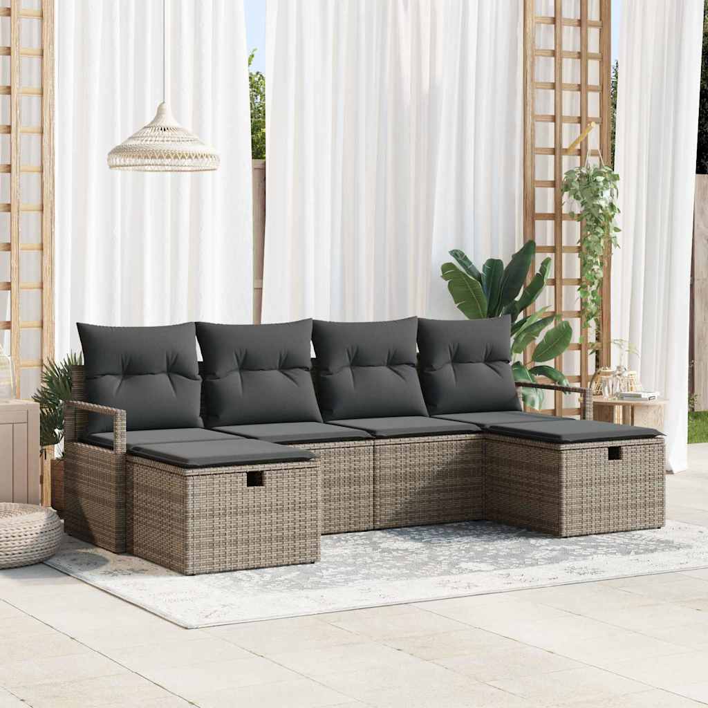 Sofa Sæt med pude 5 pcs polyrattan