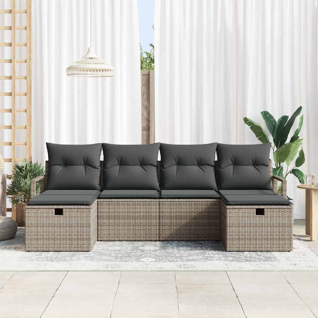 Sofa Sæt med pude 5 pcs polyrattan