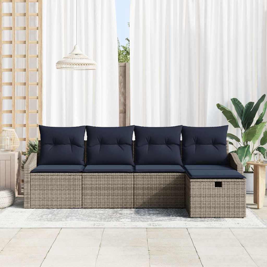 Sofa Sæt med pude 5 pcs polyrattan