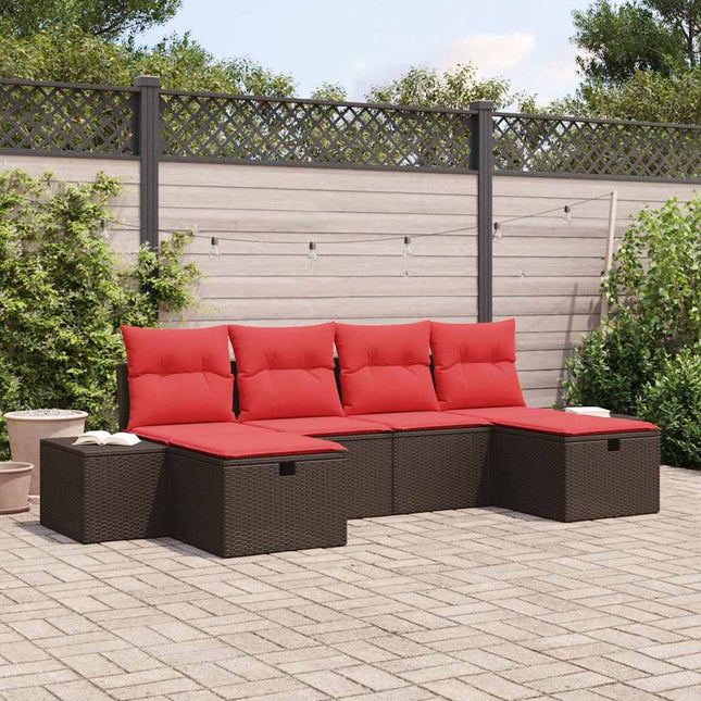 Havesofa Sæt 6 stk. Brun polyrattan