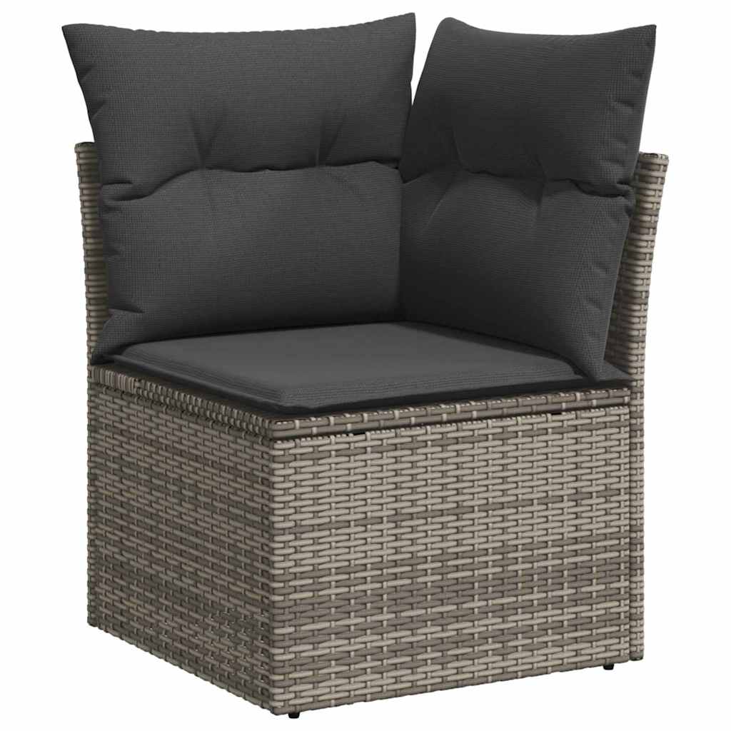 Havesofa Sæt med pude 8 pcs Grå Poly rattan