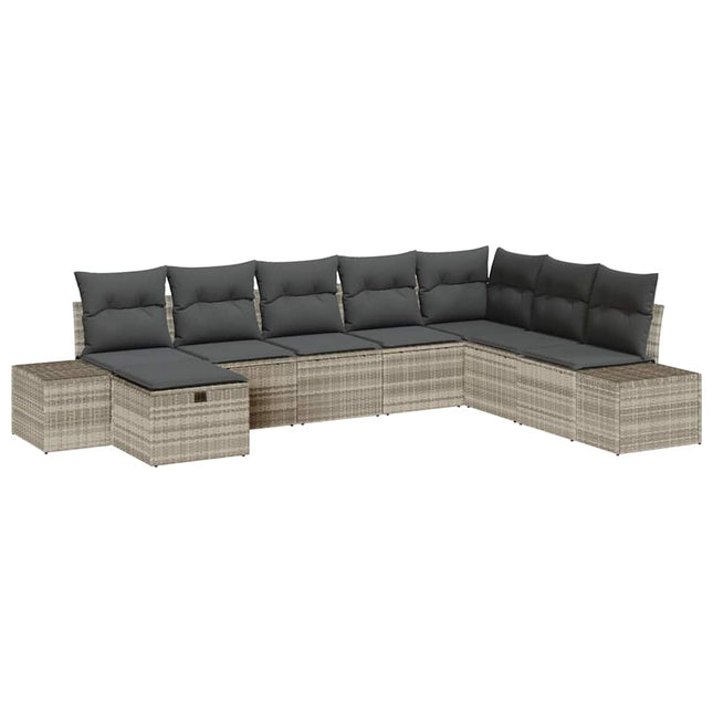 Havesofa Sæt 8 stk. Lysegrå polyrattan