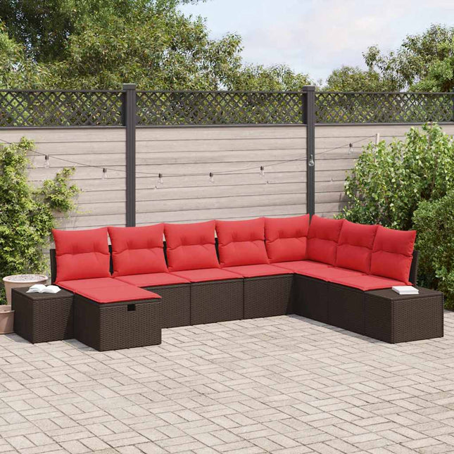 Havesofa Sæt 8 stk. Brun polyrattan