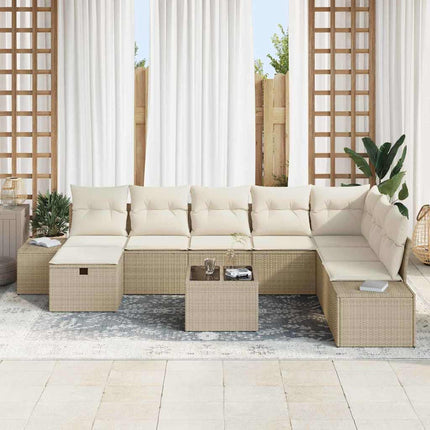 Havesofa Sæt 9 stk. Beige polyrattan
