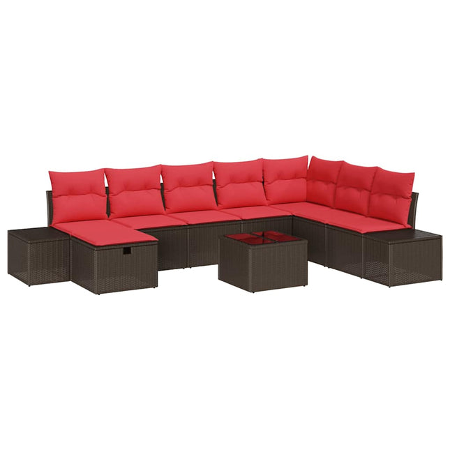 Havesofa Sæt 9 stk. Brun polyrattan