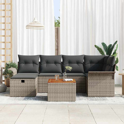 Havesofa Sæt 7 stk. Grå Poly rattan