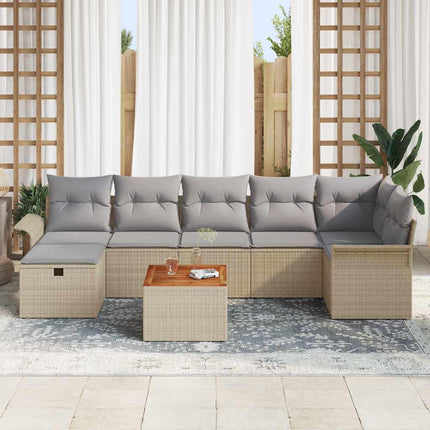 Havesofa Sæt 8 stk. Beige Poly rattan