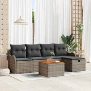 Havesofa Sæt med pude med opbevaring 6 pcs Grå Poly rattan